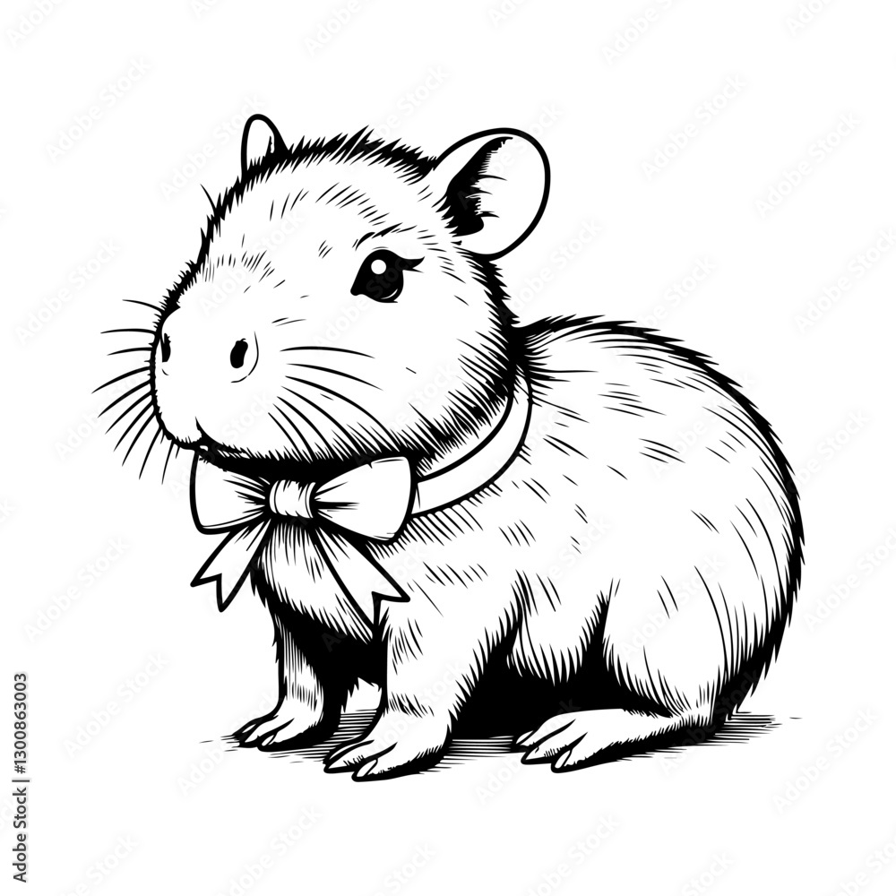 Cute cartoon kawaii capybara. Animals funny characters. Hand drawn. Line. Vector illustration. Isolated on white background Cute cartoon kawaii capybara. Animals funny characters. Hand drawn. Line. Vector illustration. Isolated on white background