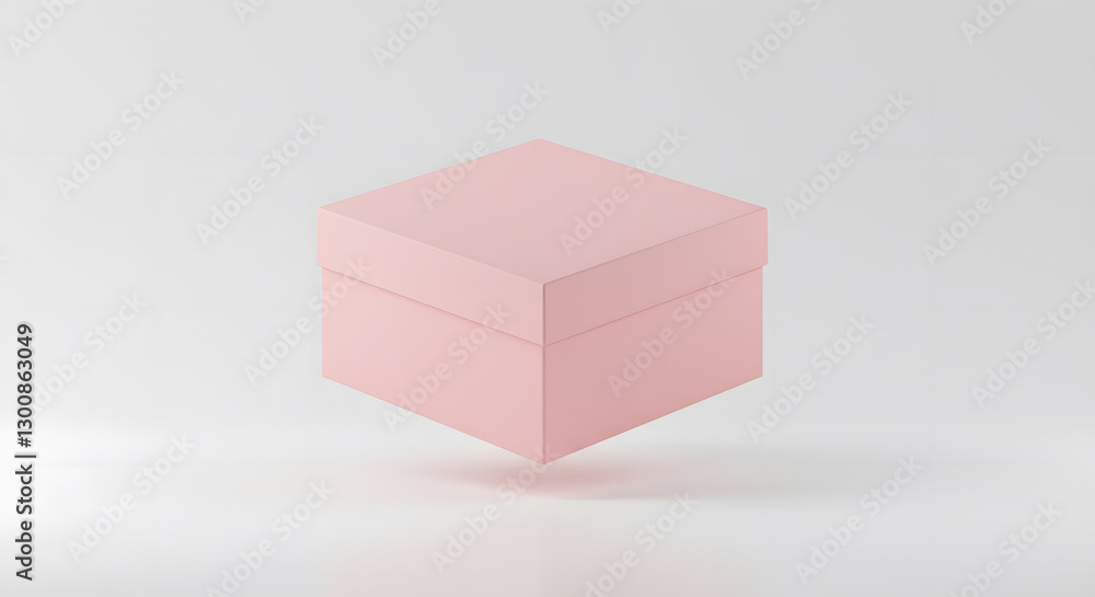 Fototapeta premium Matte pastel pink box levitating over a smooth white surface