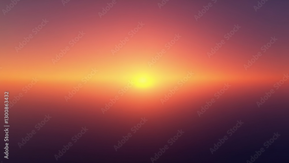 Naklejka premium A radiant sky displays a colorful sunset gradient, blending orange, pink, and violet hues.