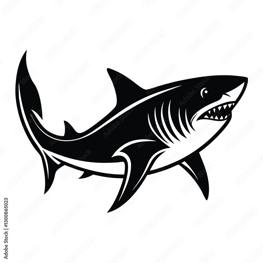 Obraz premium shark vector illustration isolated with white background