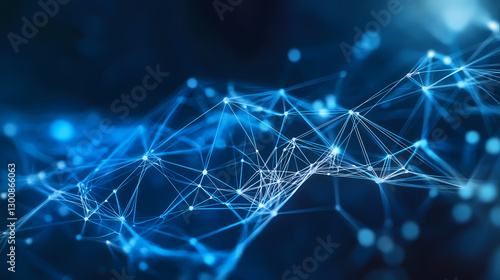 Blue Complex Network with Glowing Light