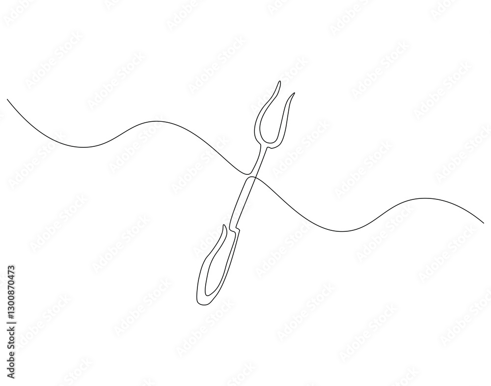 Obraz premium Meat fork continuous line. Continuous one line drawing meat fork. Kitchen fork concept. single line drawing