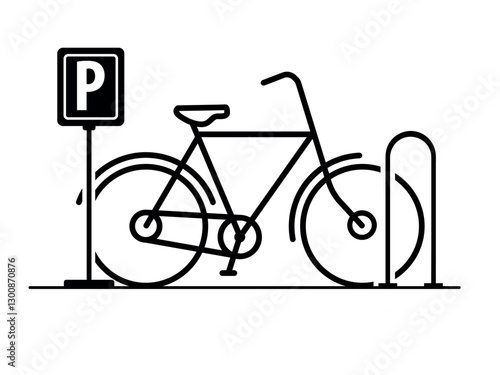 Sign for parking bicycle. A silhouette of a parked bicycle flat design