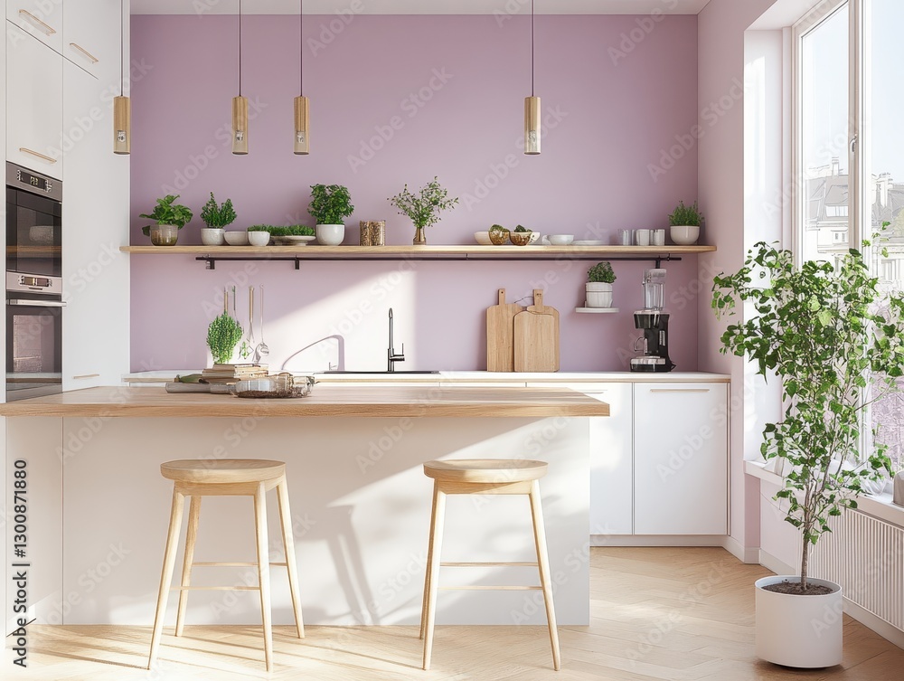 Fototapeta premium Modern Kitchen Design With Stylish Interior Decoration