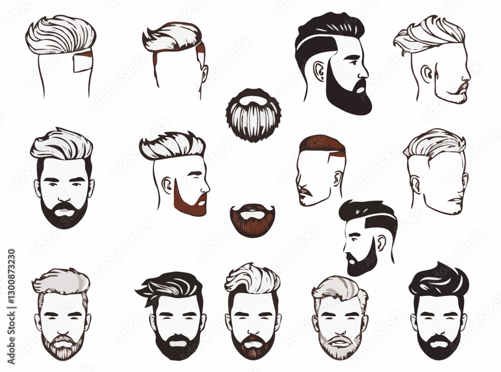 Diverse Haircuts and Beard Styles Vector Pack Diverse Haircuts and Beard Styles Vector Pack