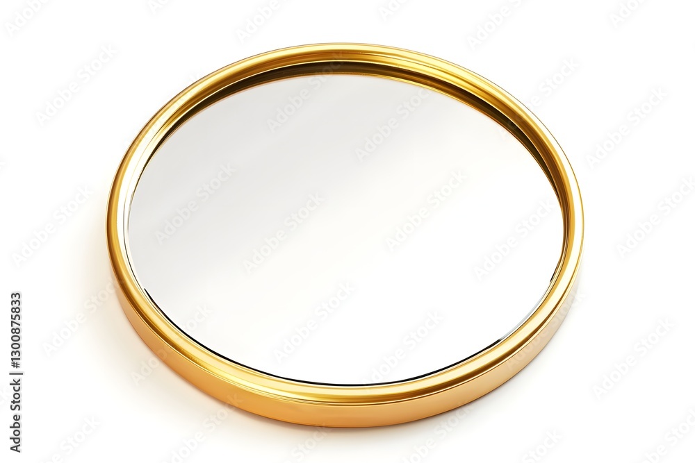 Antique round oval gold fixer mirror frame isolated. Antique round oval gold fixer mirror frame isolated.