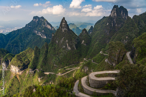 Serpentine Road on Tianmen Mountain, Zhangjiajie, Hunan Province, China