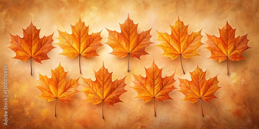 Autumnal Maple Leaves Arranged on a Warm Background, Perfect for Seasonal Designs and Fall-Themed Projects Autumnal Maple Leaves Arranged on a Warm Background, Perfect for Seasonal Designs and Fall-Themed Projects