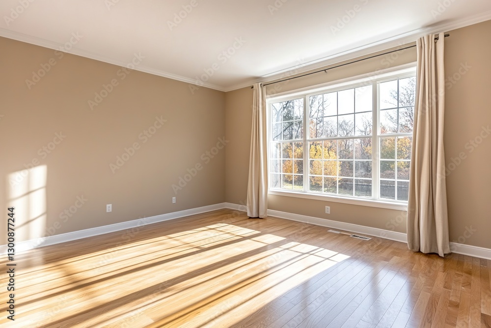 Fototapeta premium Bright Empty Room with Sunlight Streaming Through Large Window