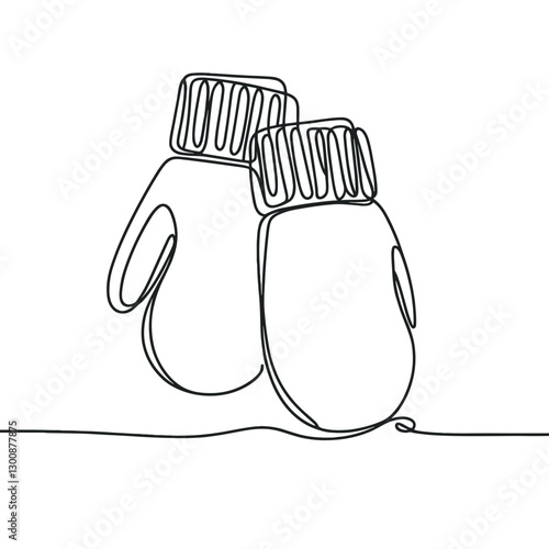 Line drawing of cozy mittens, warmth concept