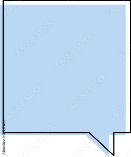 Cute blue speech bubble label frame, minimalist blank memo sticker