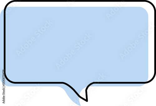 Cute blue speech bubble label frame, minimalist blank memo sticker