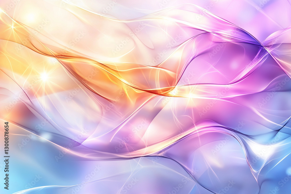 Abstract rainbow light background with flowing waves and soft colors, creating dreamy and ethereal atmosphere. Perfect for artistic and creative projects