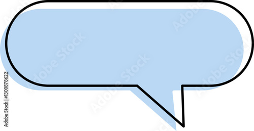 Cute blue speech bubble label frame, minimalist blank memo sticker