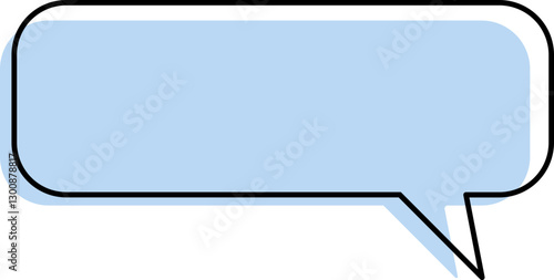 Cute blue speech bubble label frame, minimalist blank memo sticker