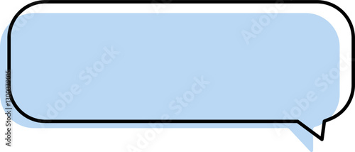 Cute blue speech bubble label frame, minimalist blank memo sticker