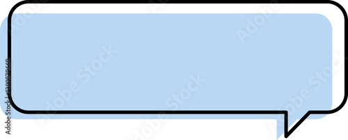 Cute blue speech bubble label frame, minimalist blank memo sticker