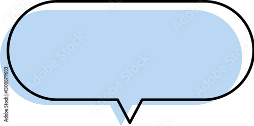 Cute blue speech bubble label frame, minimalist blank memo sticker