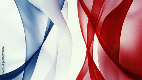 Wallpaper Mural Abstract red, white, blue fabric swirls.  Background white studio. Use design, website Torontodigital.ca