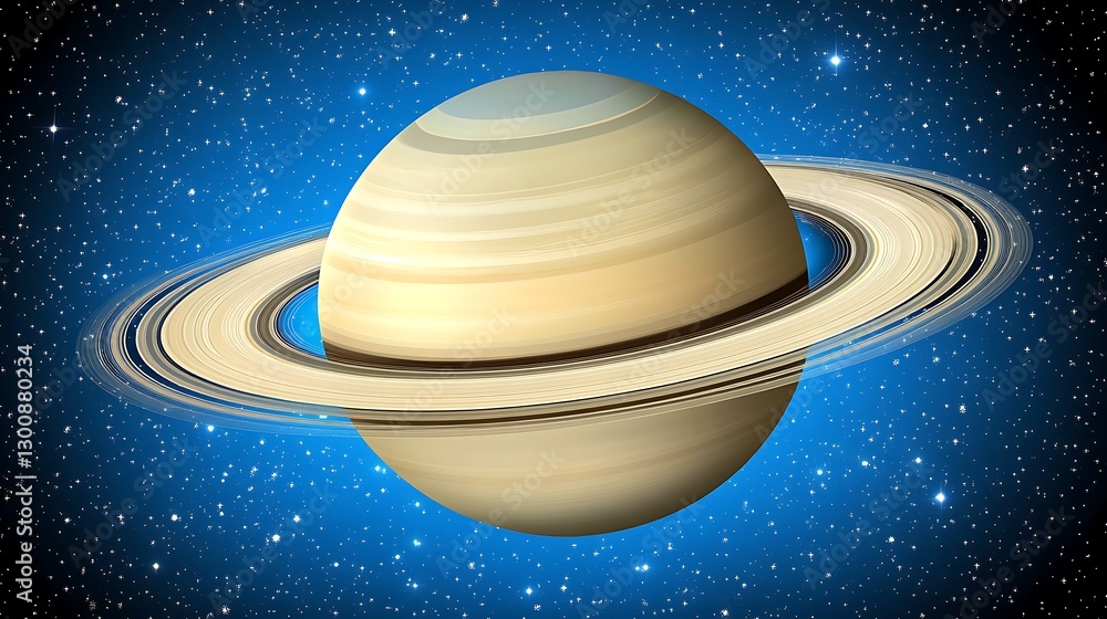 Saturn view from space with star field background Saturn view from space with star field background