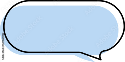 Cute blue speech bubble label frame, minimalist blank memo sticker