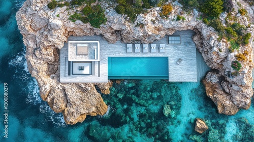 Luxury modern coastal home with a swimming pool by the ocean