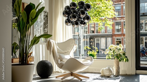 A modern living room decor with interior details showcased