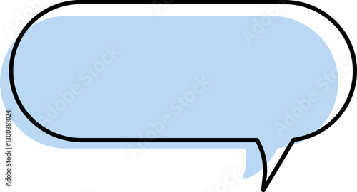 Cute blue speech bubble label frame, minimalist blank memo sticker