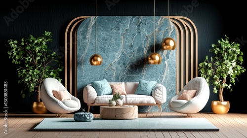 A modern living room showcasing elegant furniture and decorations