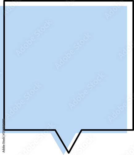 Cute blue speech bubble label frame, minimalist blank memo sticker