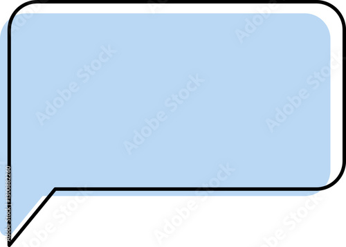 Cute blue speech bubble label frame, minimalist blank memo sticker