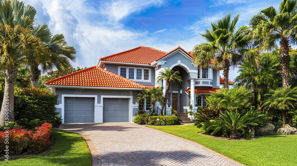 charming home with red tile roof and elegant garden charming home with red tile roof and elegant garden