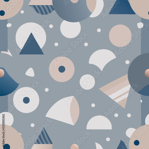 Minimalist Seamless Vector Pattern with Geometric Shapes  
