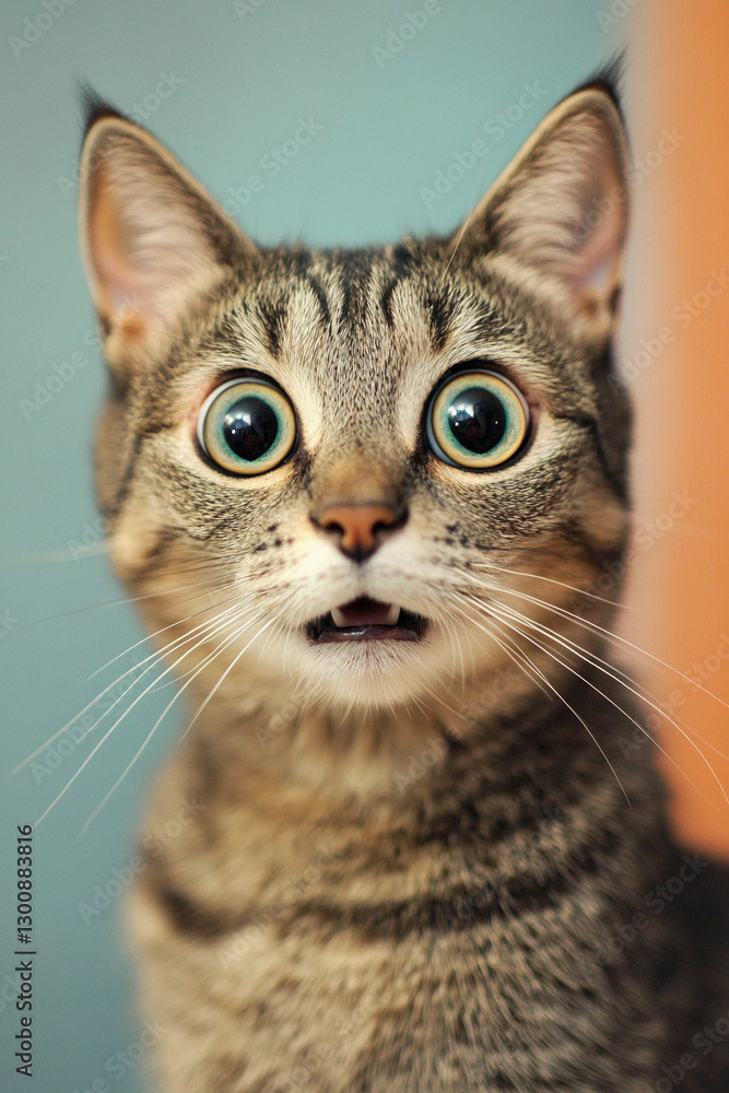 Surprised cat shows massive shock in close up. Generative AI Surprised cat shows massive shock in close up. Generative AI