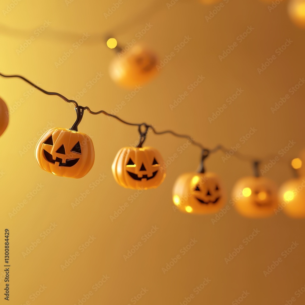 Fototapeta premium Festive Pumpkin Decorations with Warm Glow for Halloween Celebration