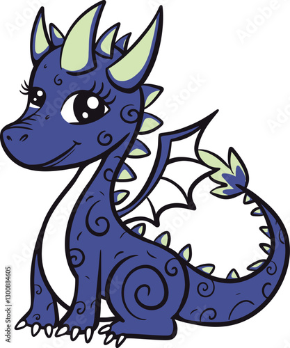 Elegant Blue Dragon with Glowing Horns