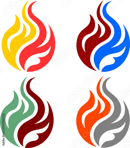 Wallpaper Mural Unique Modern Dual-Tone Flame Logo Design Torontodigital.ca