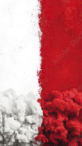 Red and white ink swirling, abstract art background, design element