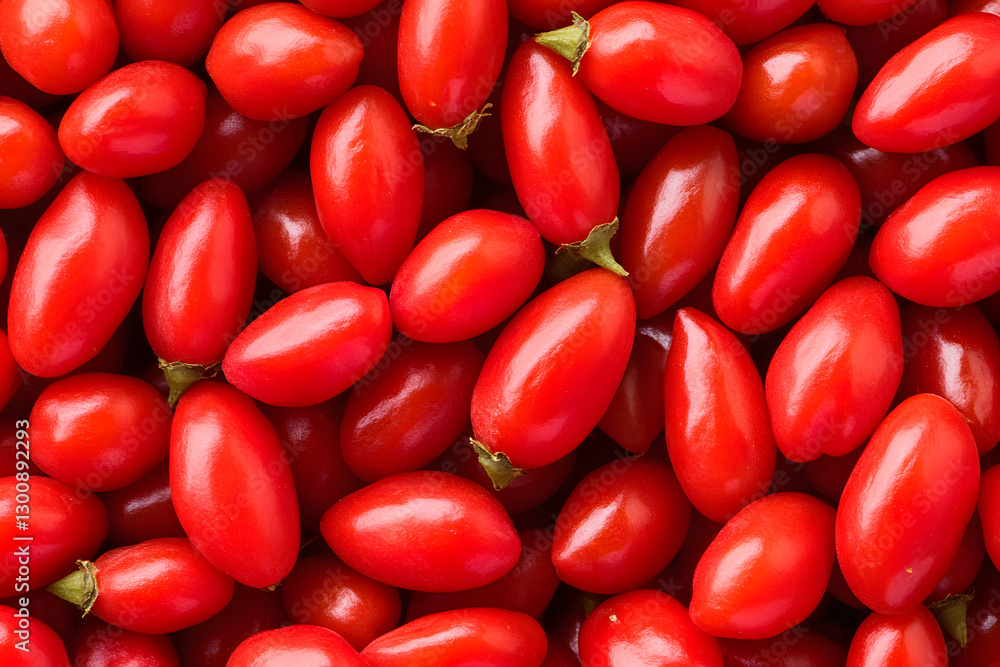 A vibrant close-up showcases numerous, glossy, oval-shaped red berries, creating a visually stimulating display of natural color and form. A vibrant close-up showcases numerous, glossy, oval-shaped red berries, creating a visually stimulating display of natural color and form.