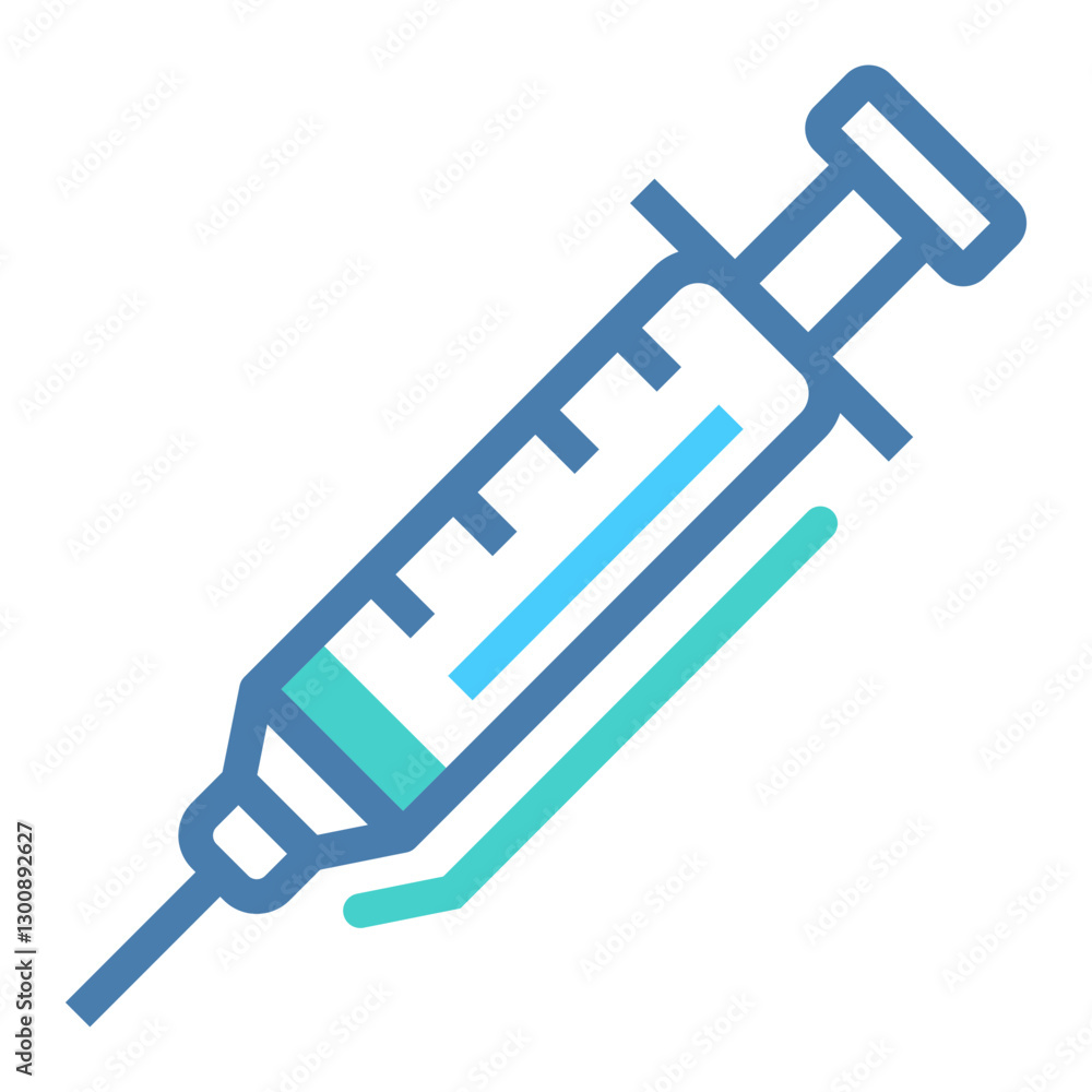 A stylized syringe icon representing medical injections vaccinations and healthcare. A stylized syringe icon representing medical injections vaccinations and healthcare.