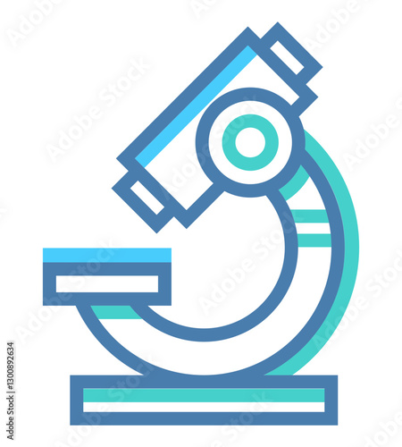 A stylized microscope icon representing scientific research, laboratory analysis and medical studies.