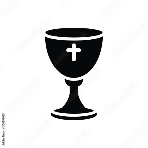 a line art vector illustration of a a cup with cross.