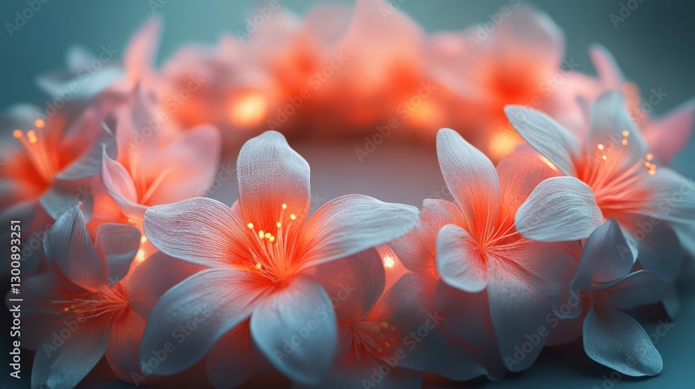 Fototapeta premium 3D floral arrangement in a circular gradient pattern, soft pastel colors