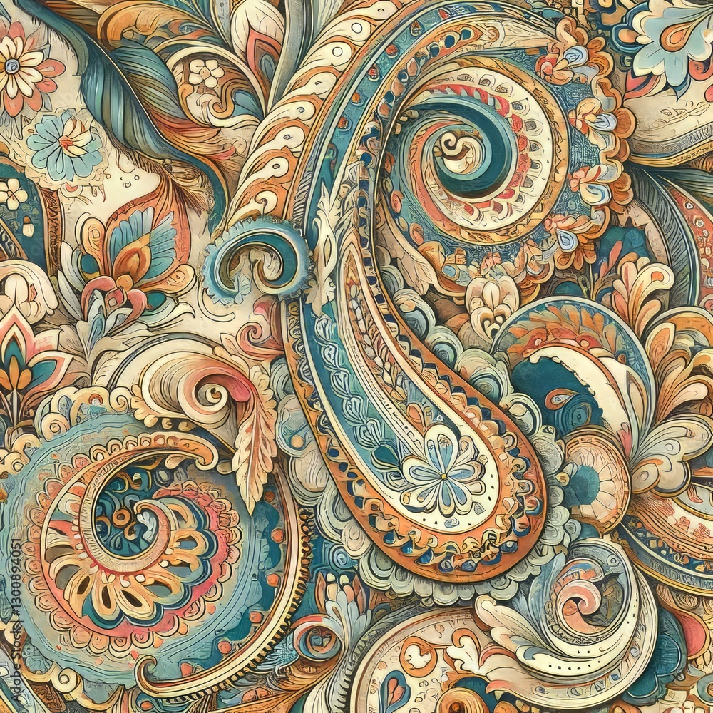 Paisley Print A complex and flowing paisley design in a multitud Paisley Print A complex and flowing paisley design in a multitud
