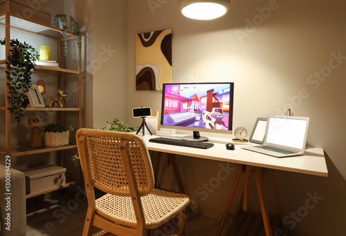 Computer with launched vide...