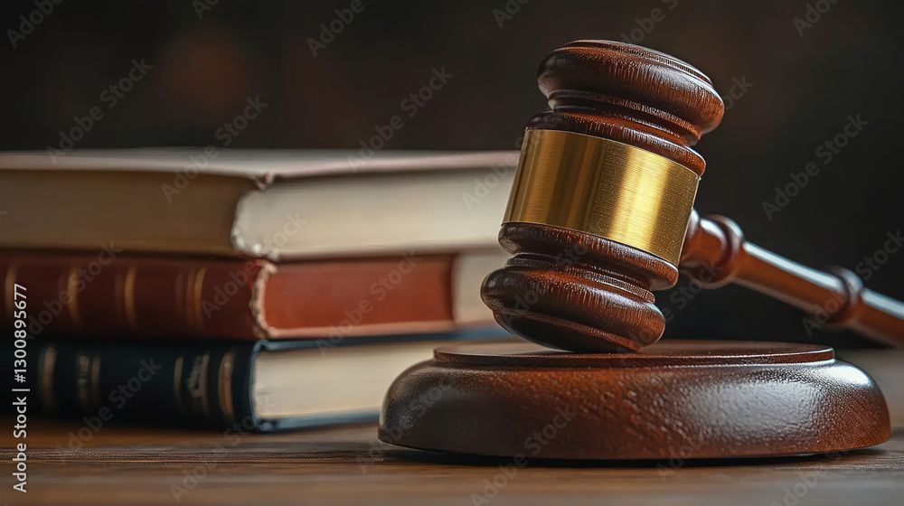 Law book and gavel on table Law book and gavel on table