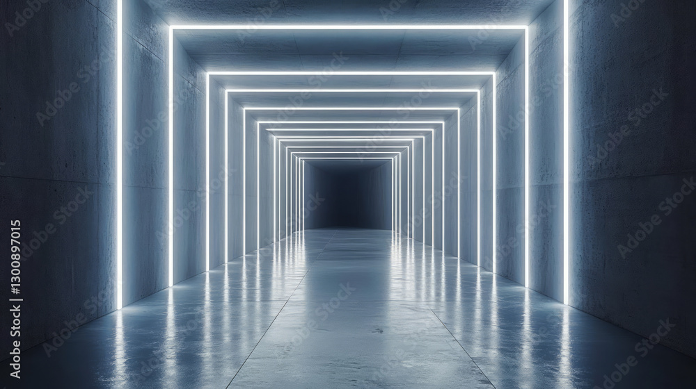 Fototapeta premium Modern minimalist building interior space and light lines