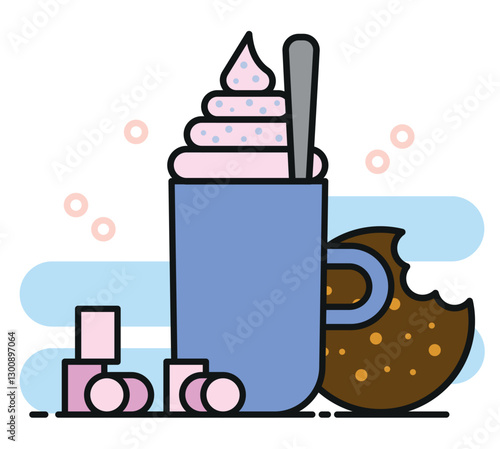 Cute coffee and cookies vector illustration