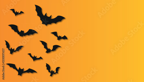 Halloween vector illustration with flying bats