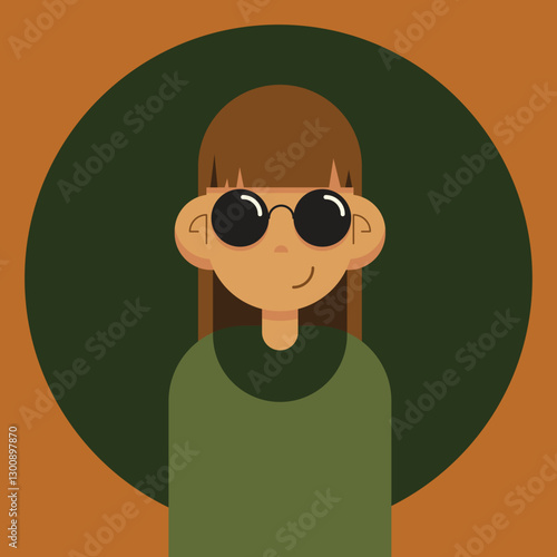 Avatar gril in glasses and green shirt
